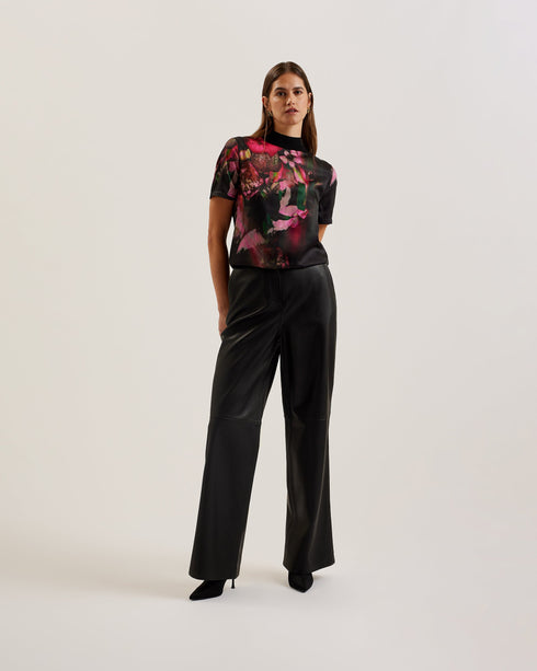 ASTHAA-Knitwear-Printed Woven Front Short Sle- Ted Baker Romania